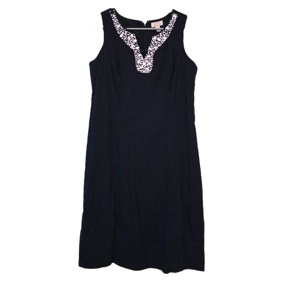 Linen Charter Club 8 Petite Dark Navy blue Dress - Picture 1 of 7